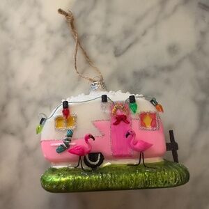 NEW Cody Foster Pink Holiday Camper Ornament